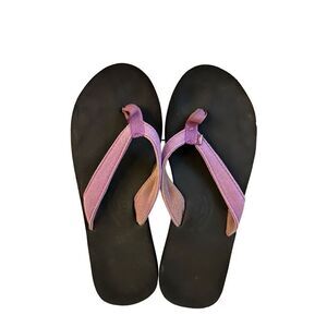 Rainbow flip flops sandals black purple size 7.5/8